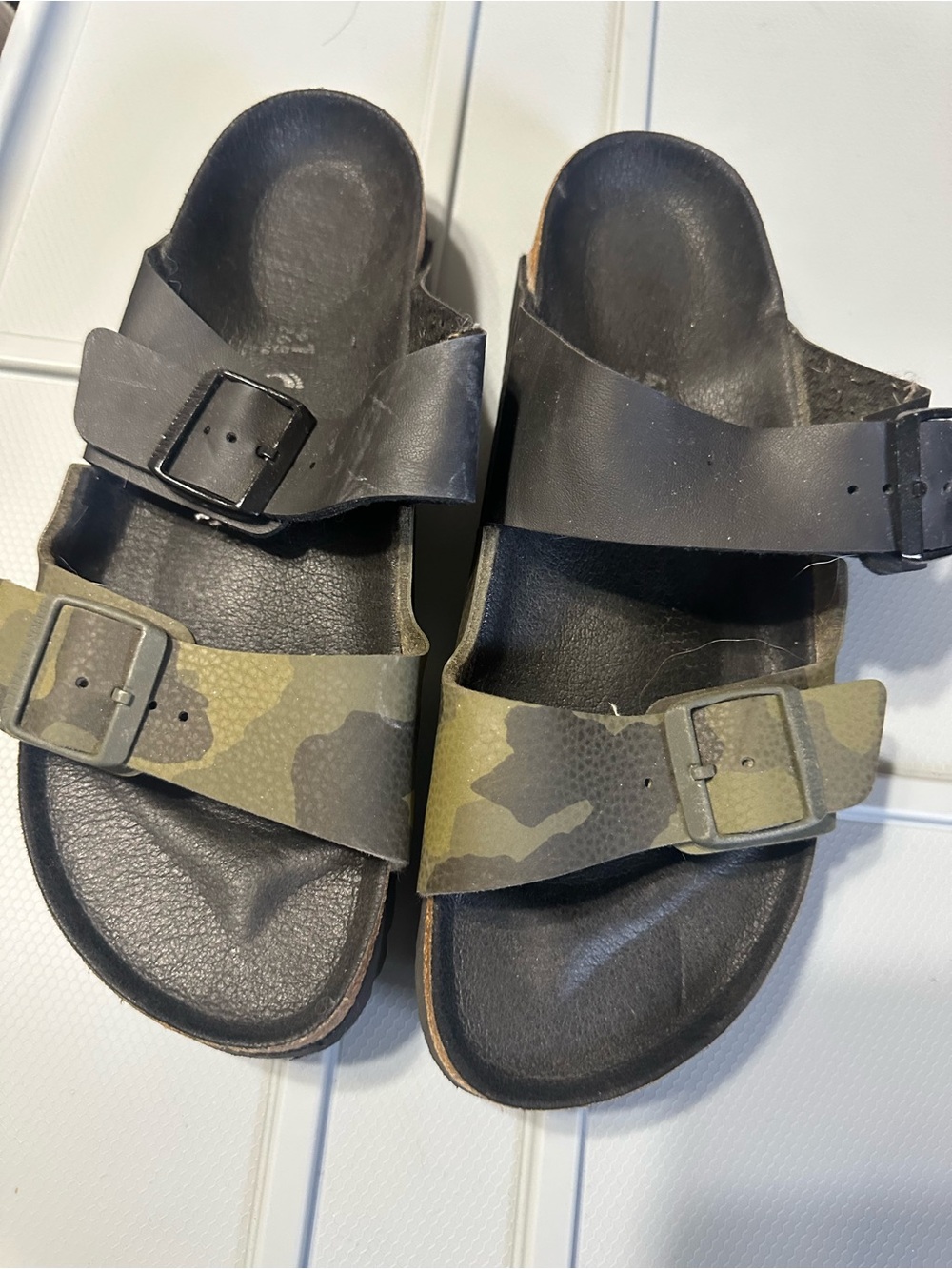 Camouflage & Black Double Strap Birkenstock Sandals